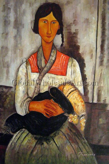 350x525 Amedeo Modigliani - Gypsy Woman With Baby Painting