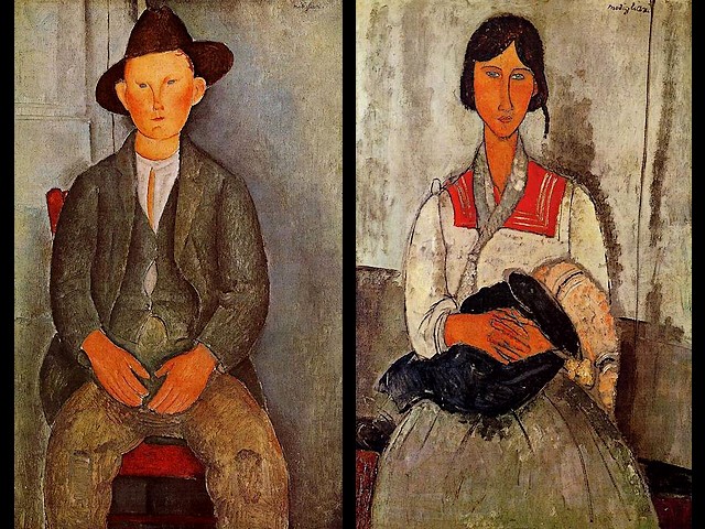 640x480 Amedeo Modigliani The Little Peasant And Gypsy Woman With Baby - Gypsy Woman With Baby Painting