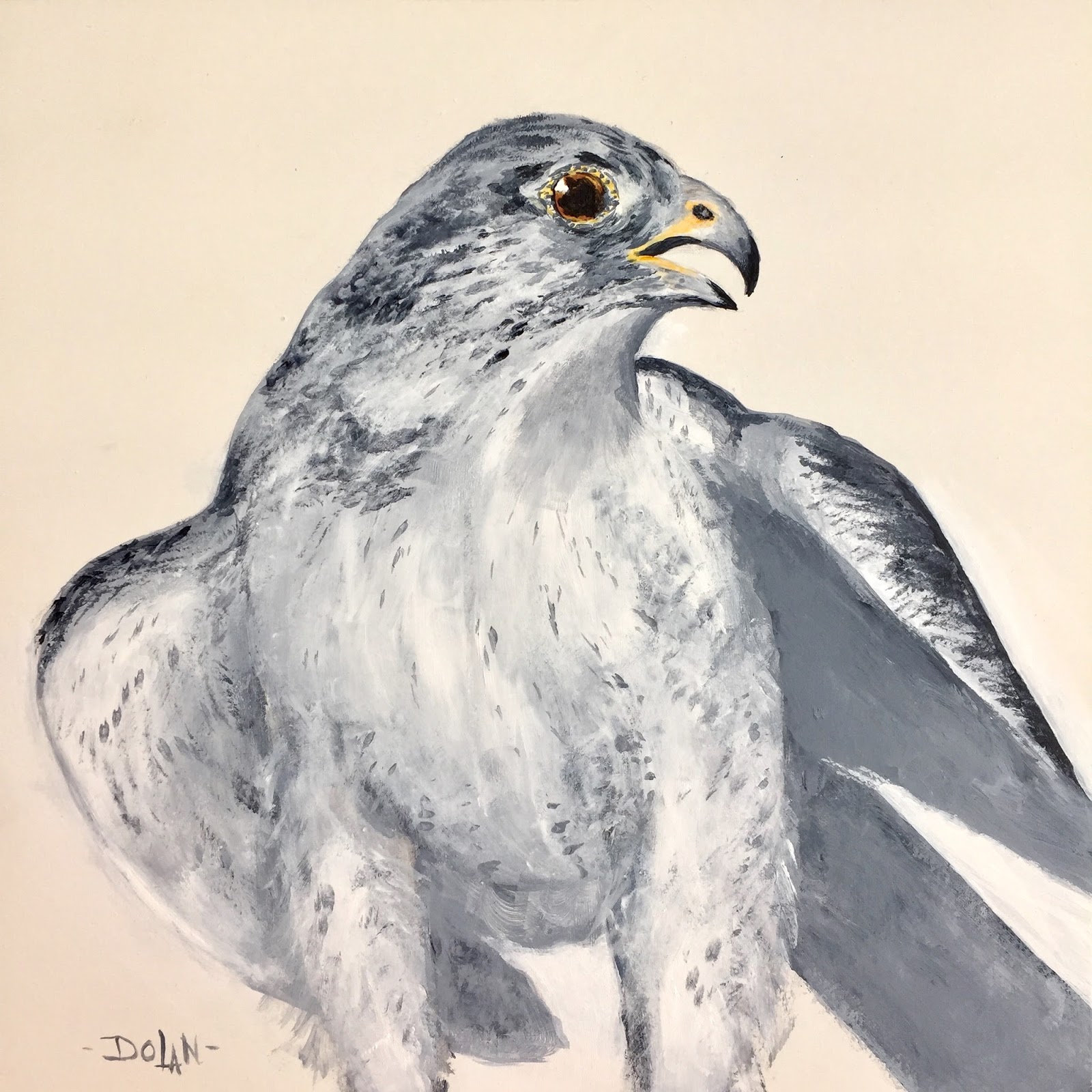 1600x1600 Pat's Art Journal March 2017 - Gyrfalcon Painting