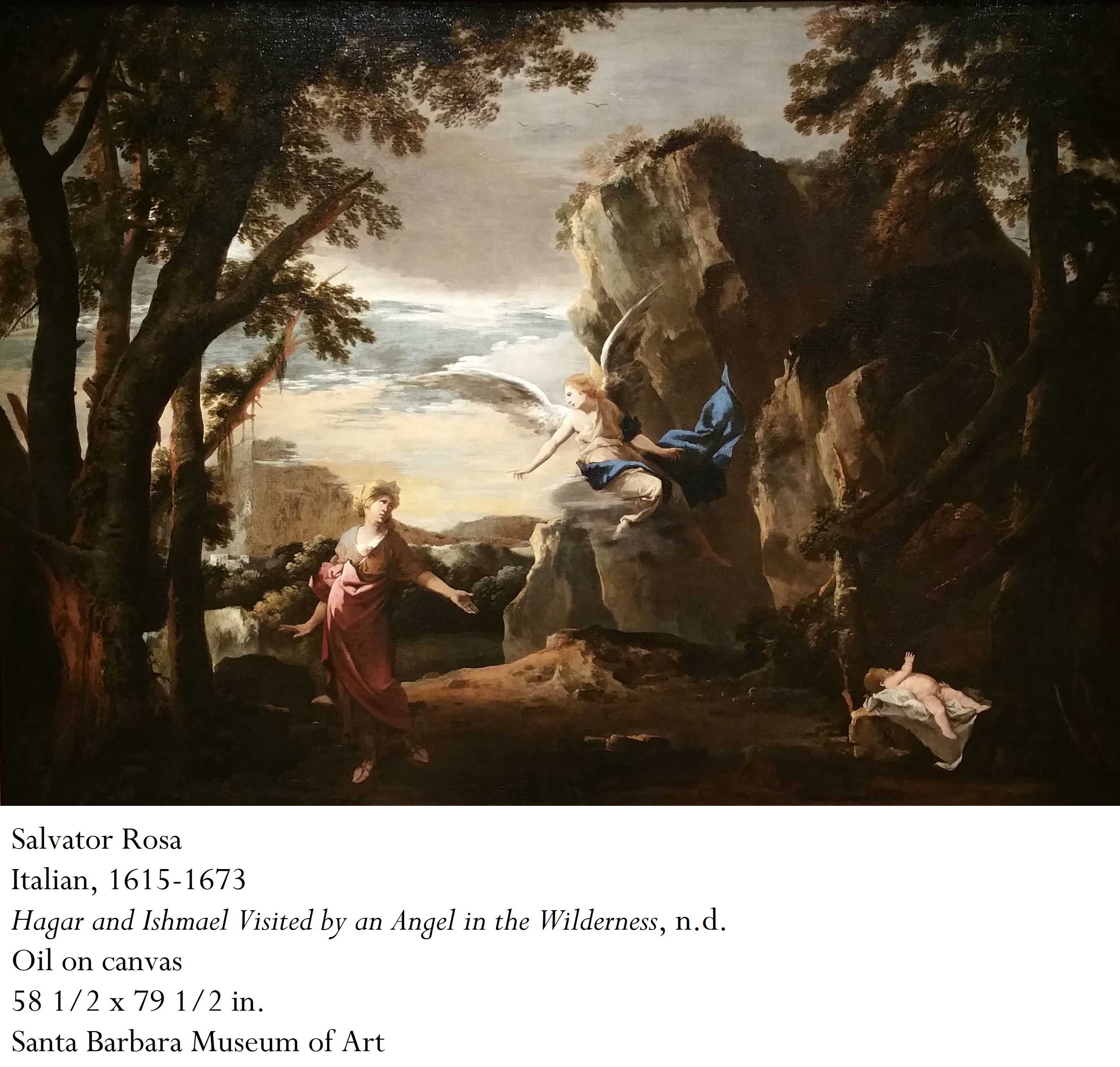 3400x3240 Salvator Rosa, Italian, 1615 1673, Hagar And Ishmael Visited By - Hagar In The Wilderness Painting