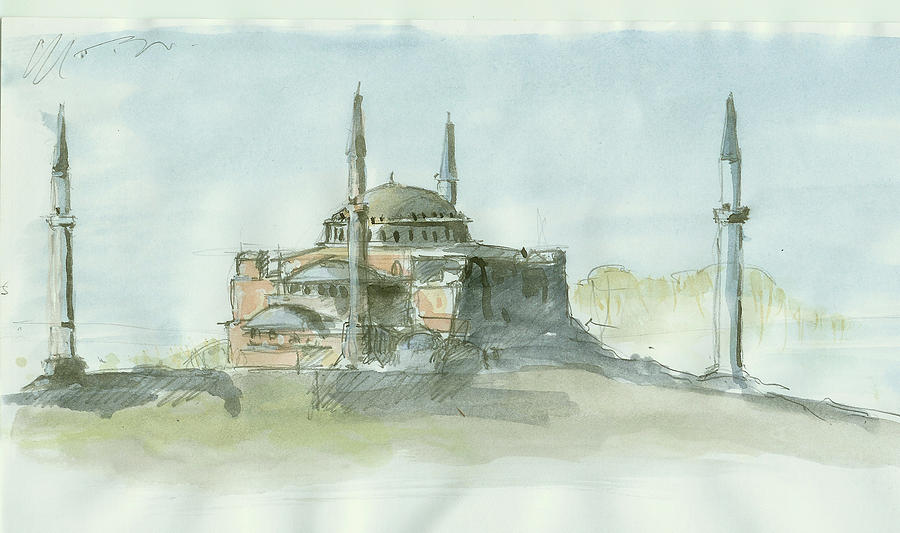 900x533 Hagia Sophia Istanbul Painting By Husnu Konuk - Hagia Sophia Painting