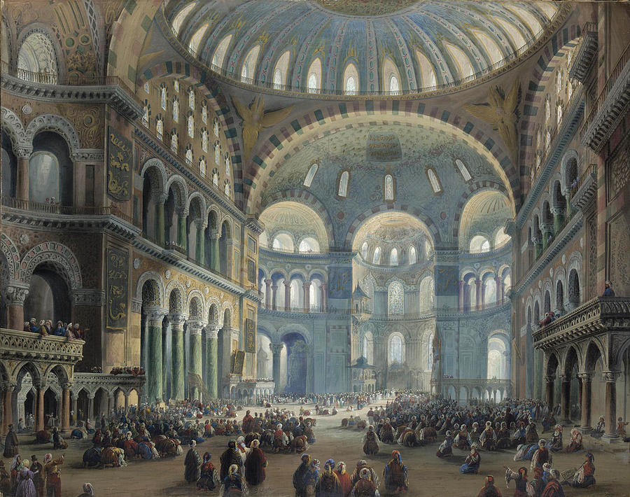 900x710 Interior Of The Hagia Sophia In Constantinople Painting By Carlo - Hagia Sophia Painting