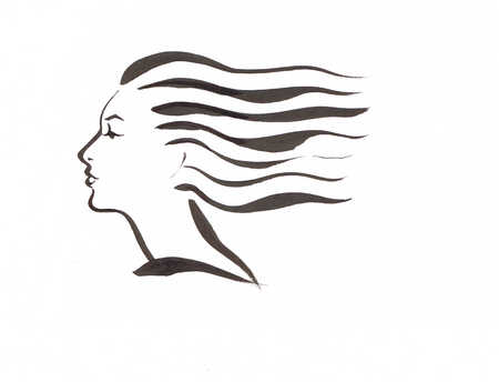 450x344 Stock Illustration - Hair Blowing In The Wind Painting