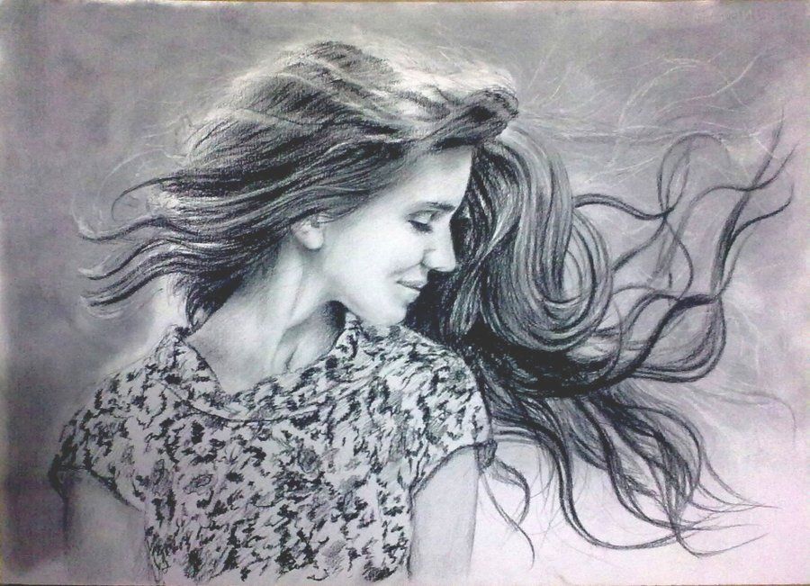 900x651 How To Draw Hair Blowing In The Wind - Hair Blowing In The Wind Painting