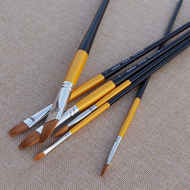 640x640 6 Pcs High Quality Oil Painting Pen Allyl Weasel Hair Brush - Hair Brush Painting