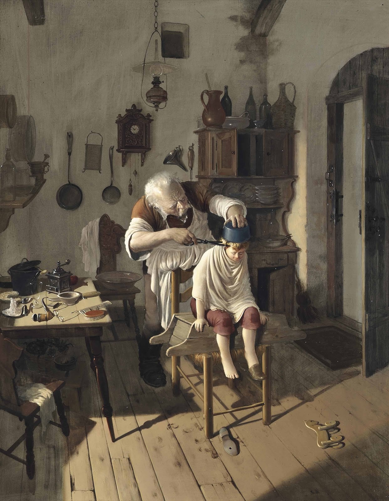 1242x1600 Art's Painting Collection Of Ludmila Vida Gabor (Hungarian, 1937 - Haircut Painting