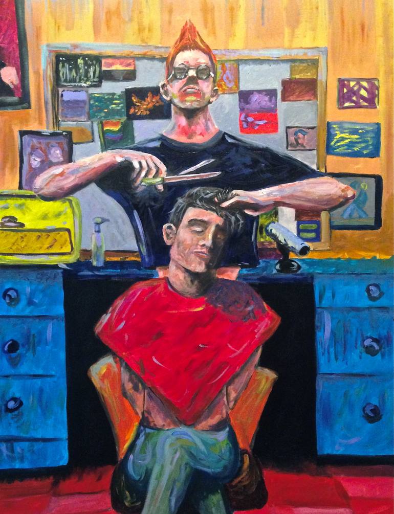 770x1005 Saatchi Art Hairdresser On Fire Painting By Eric Yarbrough - Hairdresser Painting