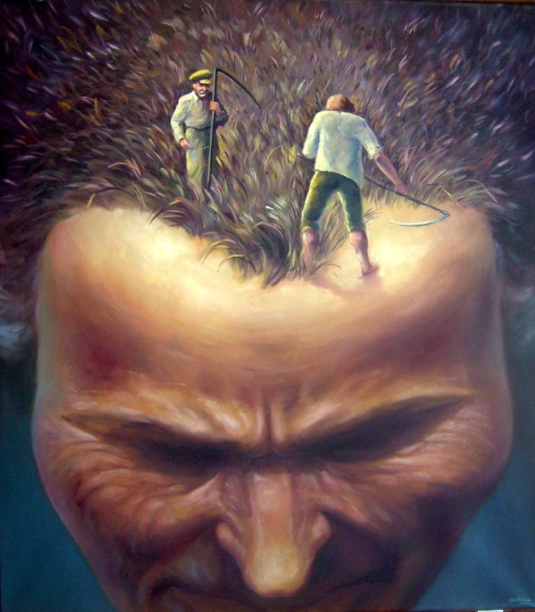 770x881 Saatchi Art Hairdresser Painting By Vilijus Vaisvila - Hairdresser Painting