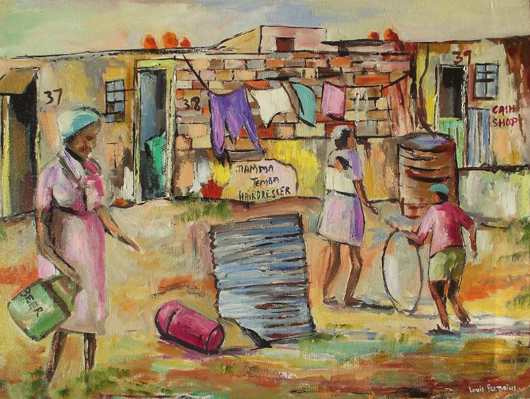 770x580 Saatchi Art Mama Temba Hairdresser Painting By Louis Pretorius - Hairdresser Painting