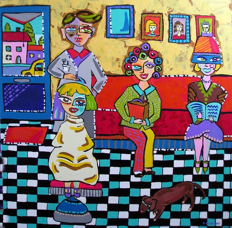 770x756 Saatchi Art The Hairdresser Painting By Magdalena Giesek - Hairdresser Painting