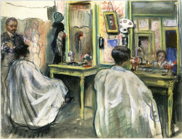 626x480 Paris Sketch 13 Hairdresser End 1920s Art Of The Russias - Hairdresser Painting
