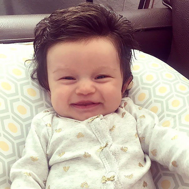 605x605 Parents Share Pics Of Babies Born With Full Heads Of Hair - Hairy Baby Painting