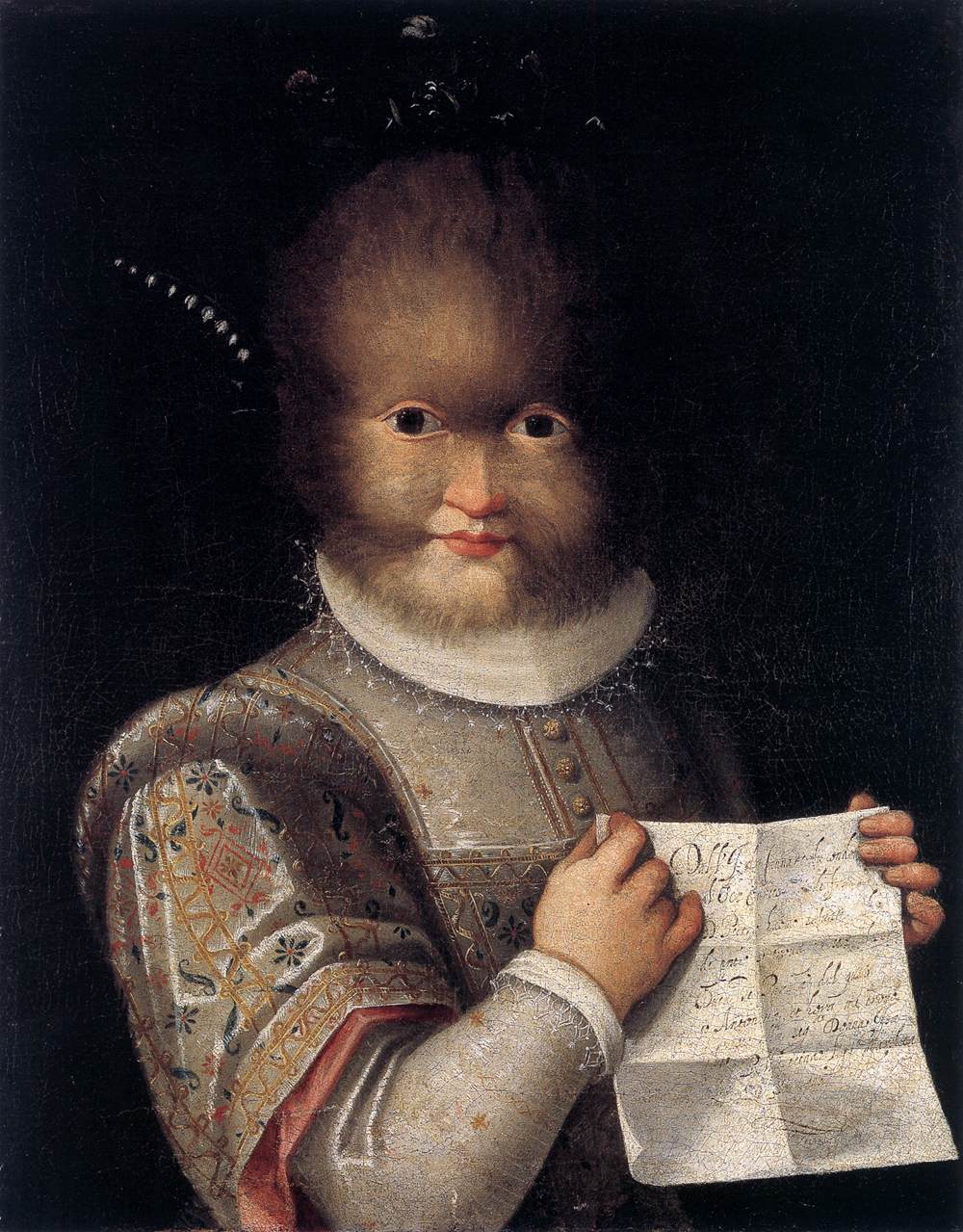 1000x1279 Strange And Unusual Portrait By Fontana Alberti's Window - Hairy Baby Painting
