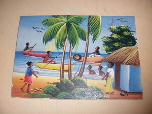 300x225 Beautiful Labadee Haiti Oil Painting Beach Scene With People By - Haiti Painting