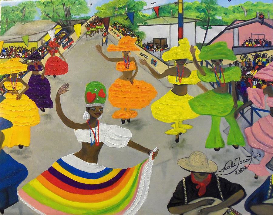 900x709 Carnival In Port Au Prince Haiti Painting By Nicole Jean Louis - Haiti Painting
