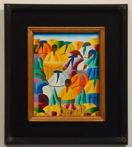 269x300 Haitian Oil Painting Of Market Scene - Haitian Oil Painting