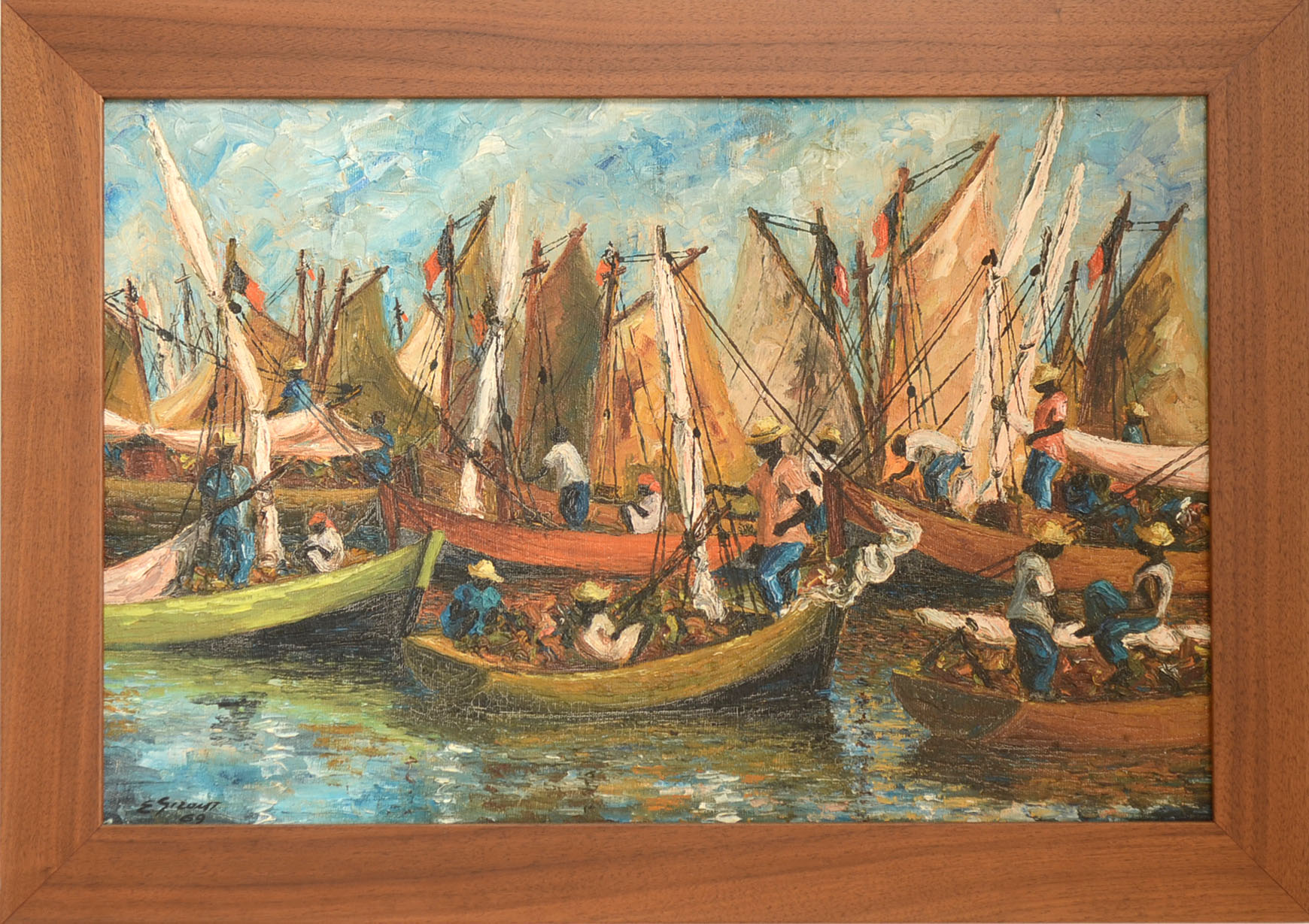 1740x1229 Haitian Paintings Many Ships In Harbor - Haitian Painting