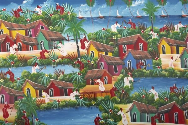 600x398 Naive Haitian Painting, Colonial Zone, Santo Domingo, Dominican - Haitian Painting