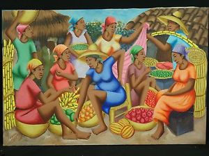 300x225 Rare Masterpiece Signed 1978 Haitian Painting By D. Luxama ~ 35 X - Haitian Painting