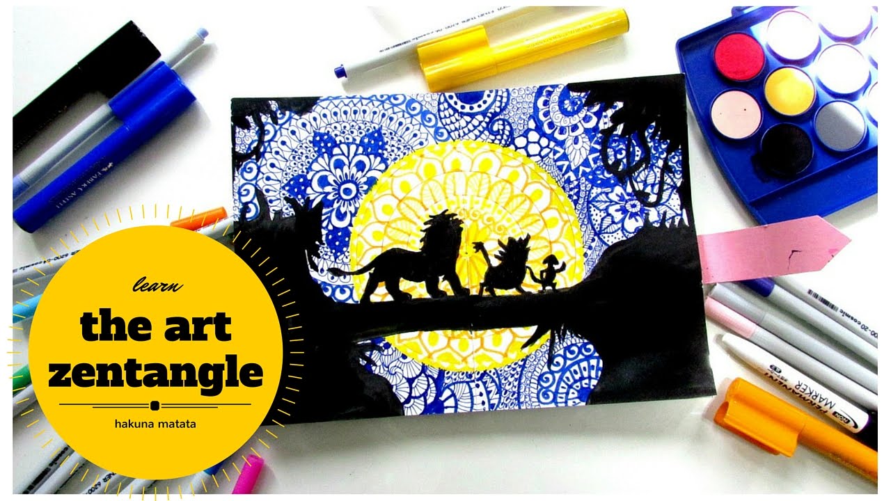 1280x720 How To Draw Zentangles In Silhouette Art Hakuna Matata - Hakuna Matata Painting