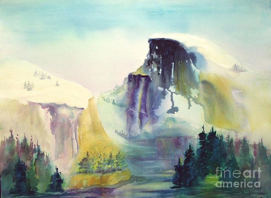 900x657 Half Dome Yosemite Painting By Maryann Schigur - Half Dome Painting
