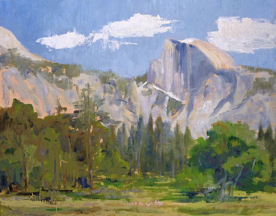 900x707 Shadow Over Half Dome Painting By Sharon Weaver - Half Dome Painting