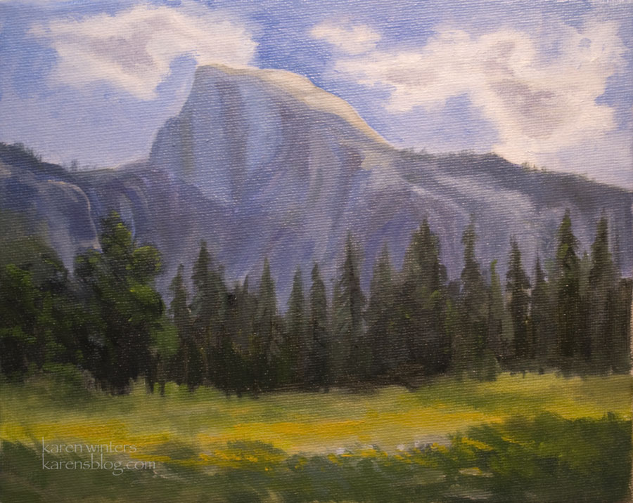 900x716 Yosemite Half Dome Oil Painting California Sierra Landscape - Half Dome Painting