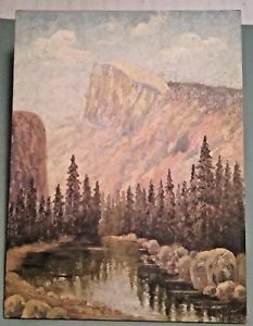 233x300 Yosemite Half Dome Signed Vintage Oil On Canvas Landscape Painting - Half Dome Painting