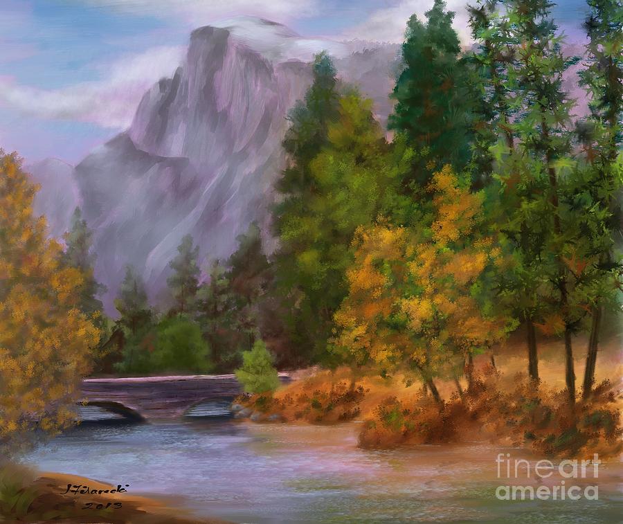 900x757 Yosemite Valley Half Dome Painting By Judy Filarecki - Half Dome Painting