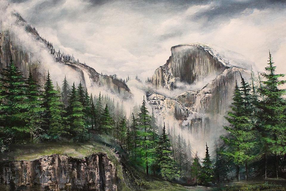 960x640 Half Dome, Yosemite Acrylic Painting - Half Dome Painting