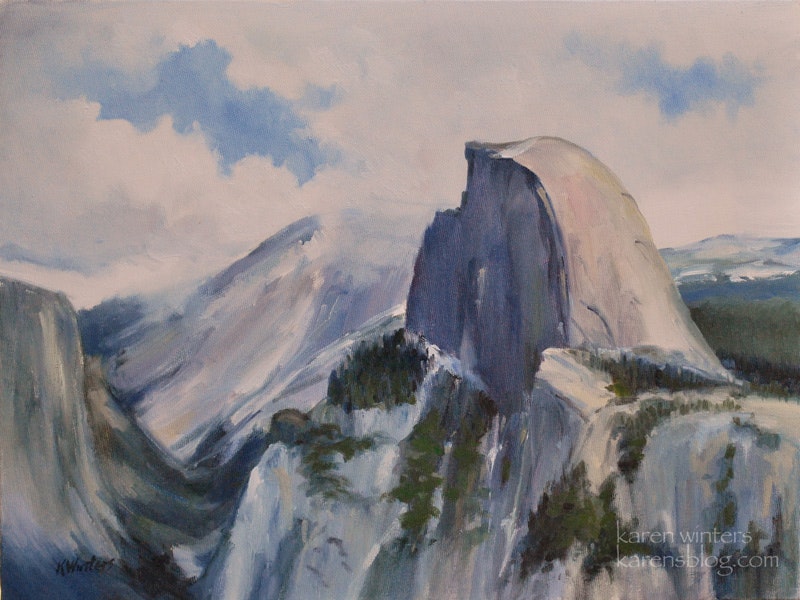 800x600 Half Dome, Yosemite Painting, From Glacier Point By Karen Winters - Half Dome Painting