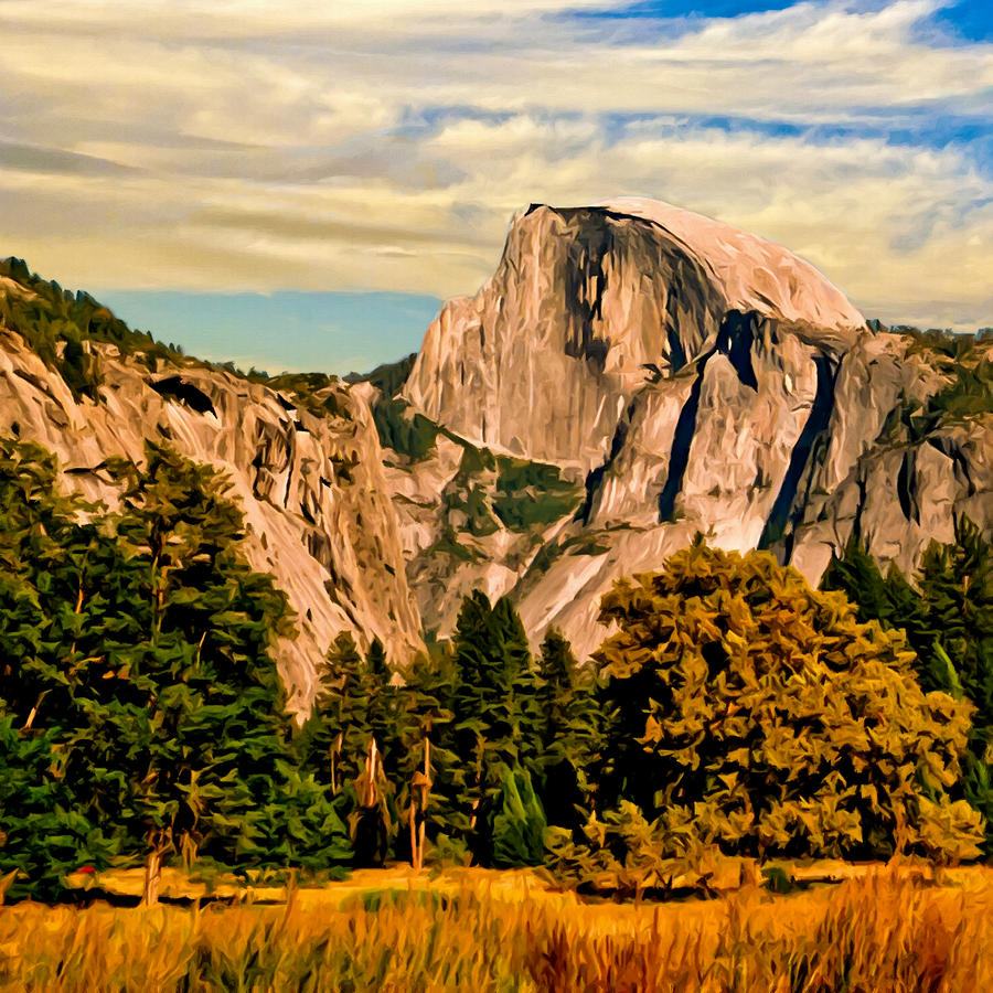 900x900 Half Dome Painting Painting By Bob And Nadine Johnston - Half Dome Painting