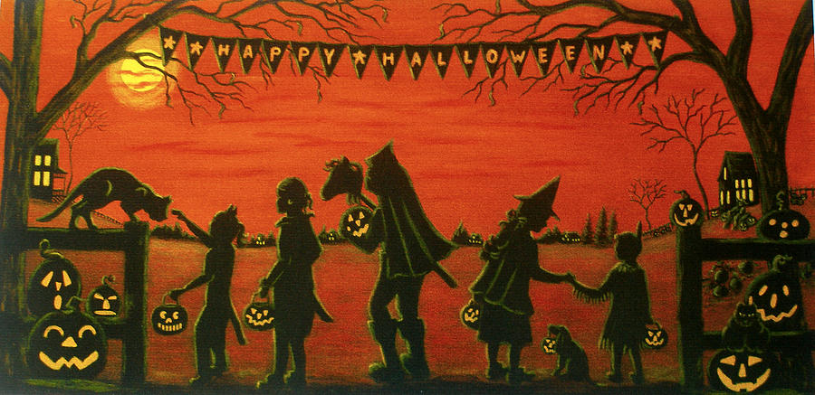 900x437 Happy Halloween Painting By Christine Altmann - Halloween Art Painting