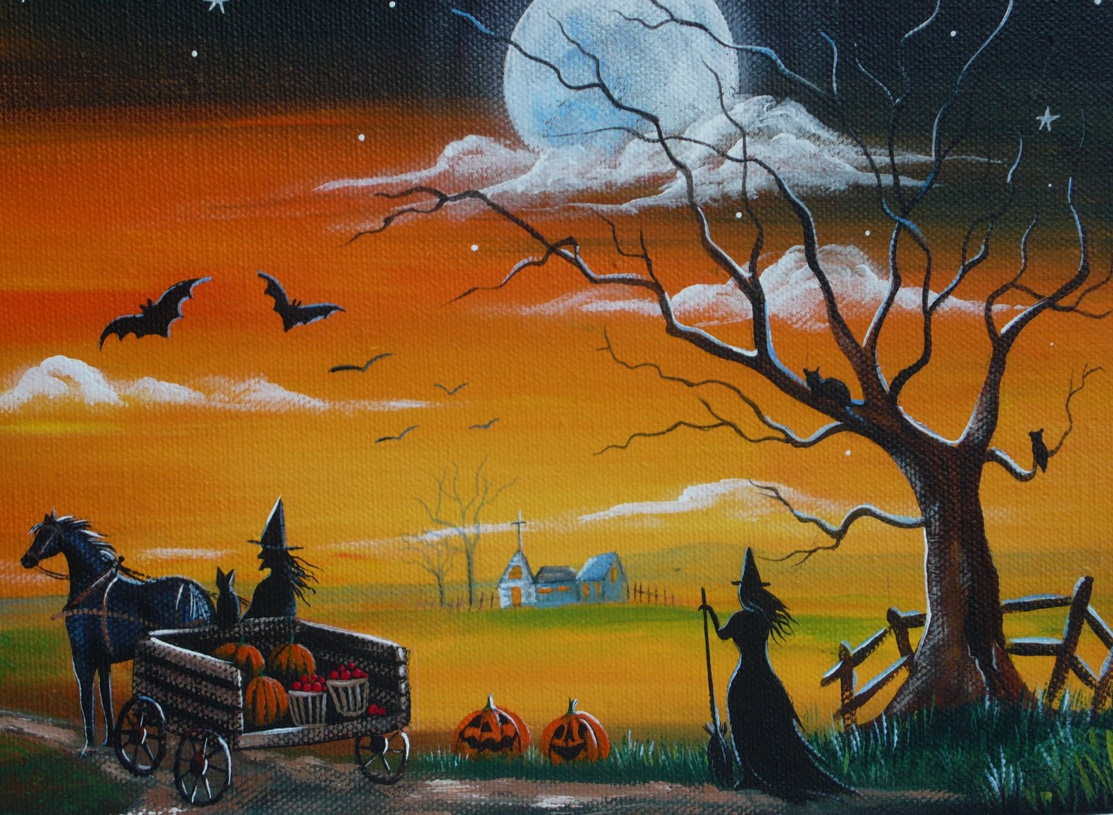1600x1172 Magic Brush Studio Autumn Splendor~~canvas Painting On E Bay - Halloween Art Painting