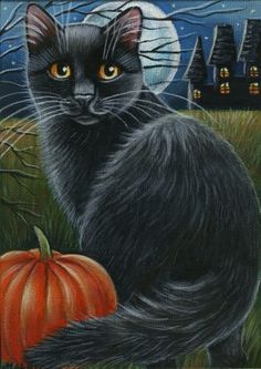 236x333 Halloween Cat Painting In Acrylics Decorative Painting Projects - Halloween Cat Painting