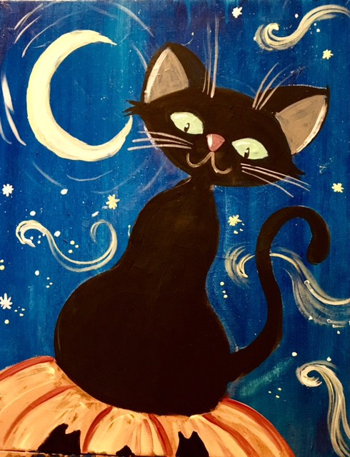 490x640 How To Paint A Halloween Cat - Halloween Cat Painting