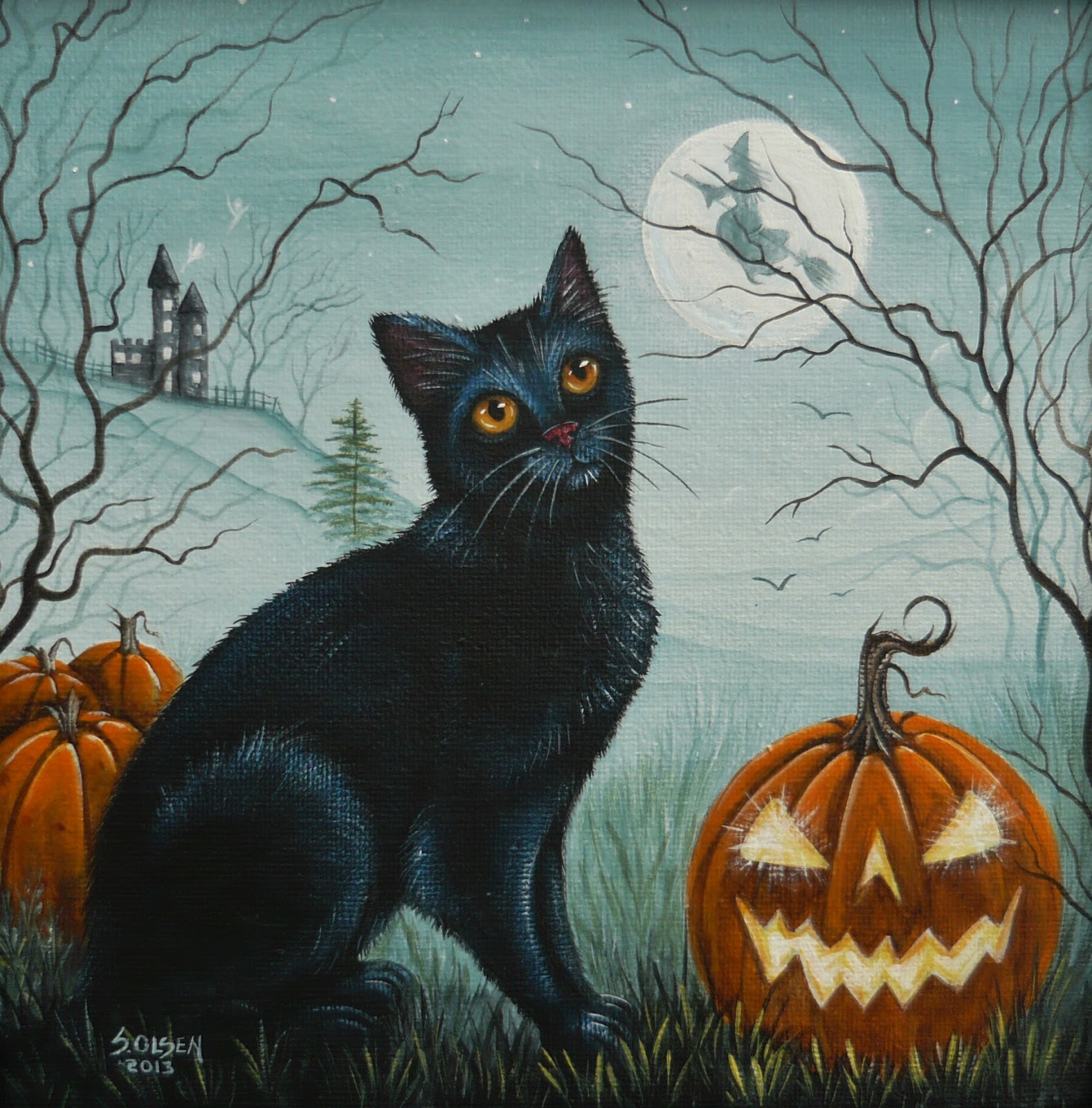 Halloween Cat Painting at PaintingValley.com | Explore collection of ...