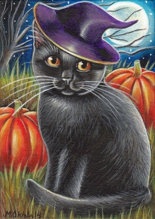 Halloween Cat Painting at PaintingValley.com | Explore collection of ...