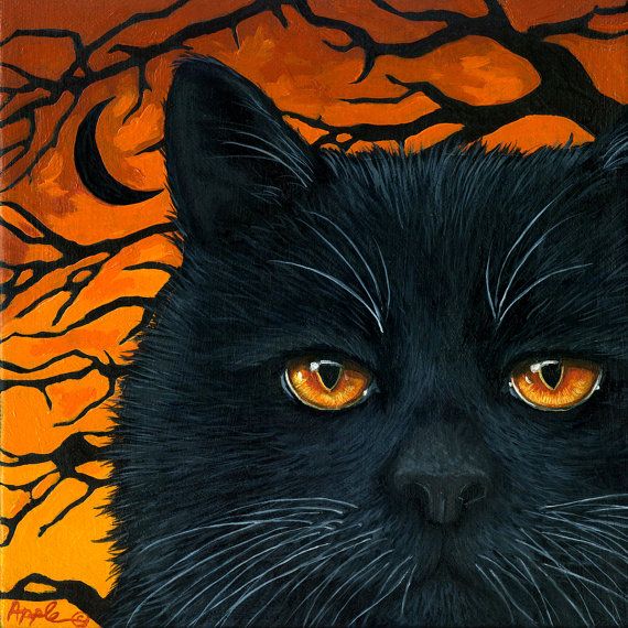 570x570 A897cf9f1131a52d120e48bacd86a2e5 Black Cat Painting Moon Painting - Halloween Cat Painting