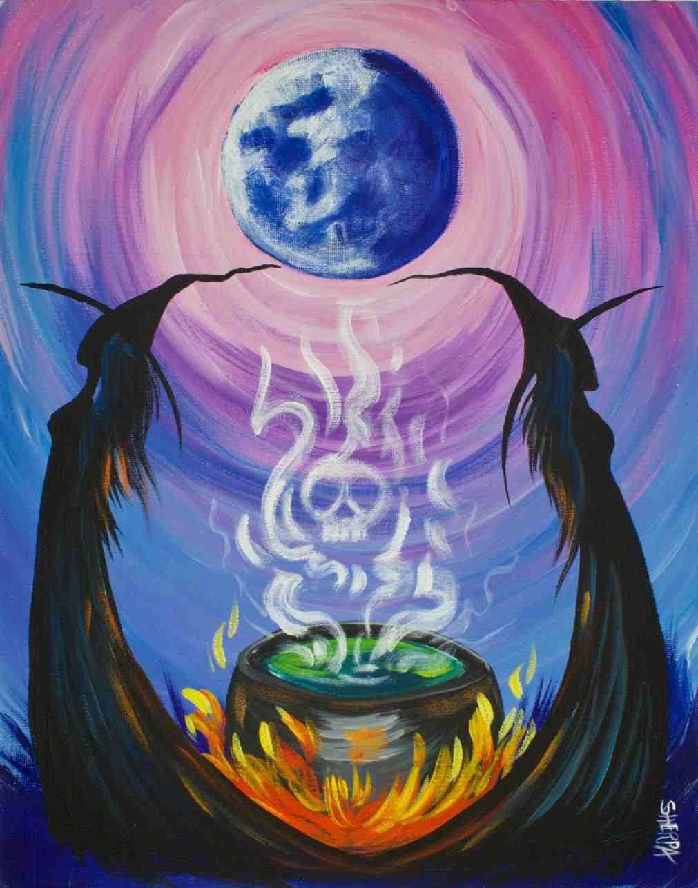 1011x1287 Halloween Painting Witch Marks Quality Painting - Halloween Painting