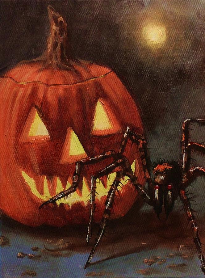 664x900 Halloween Spider Painting By Tom Shropshire - Halloween Painting