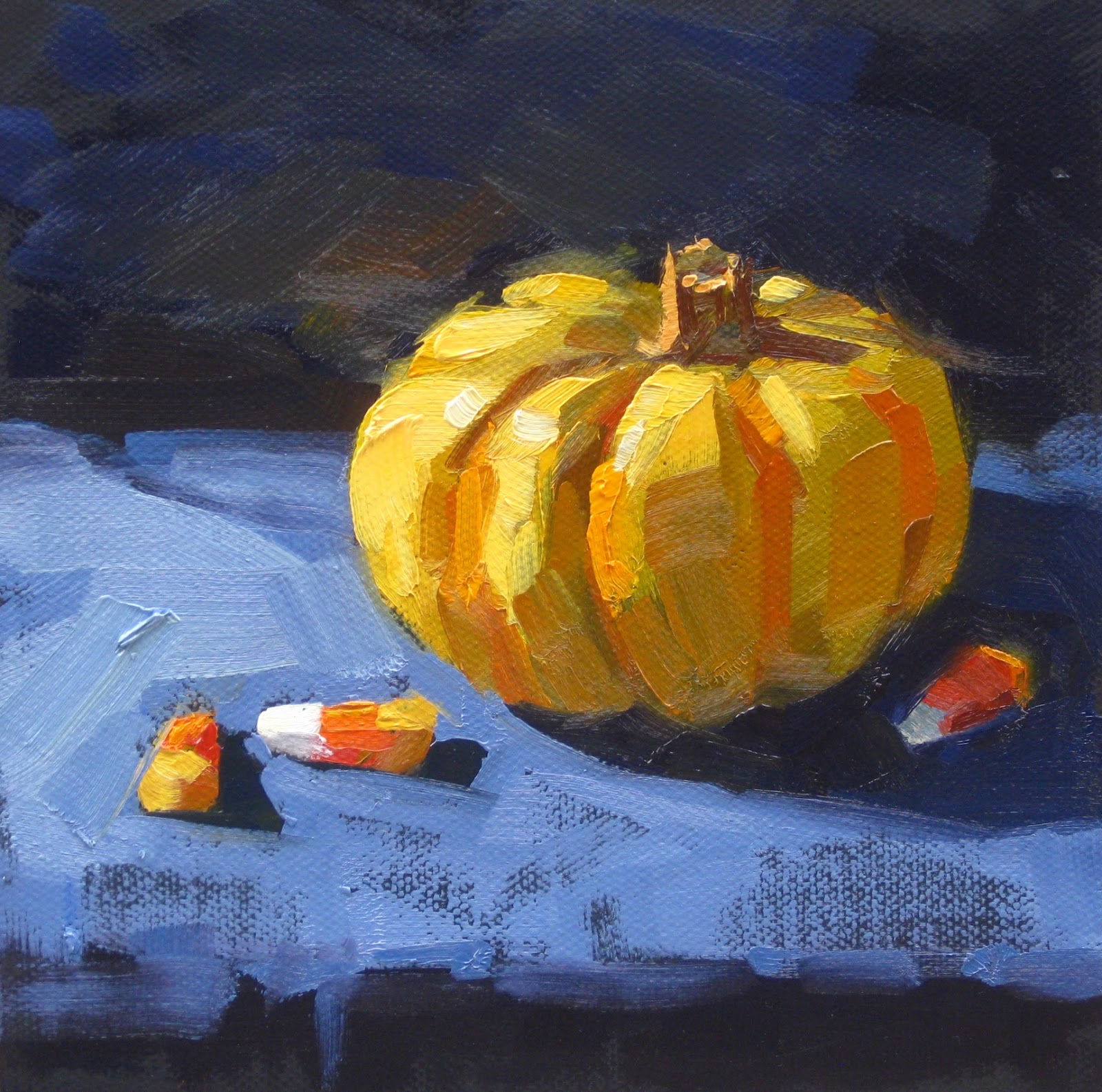 1600x1586 Karen Werner Fine Art Spooky Little Pumpkin A Halloween Oil Painting - Halloween Painting