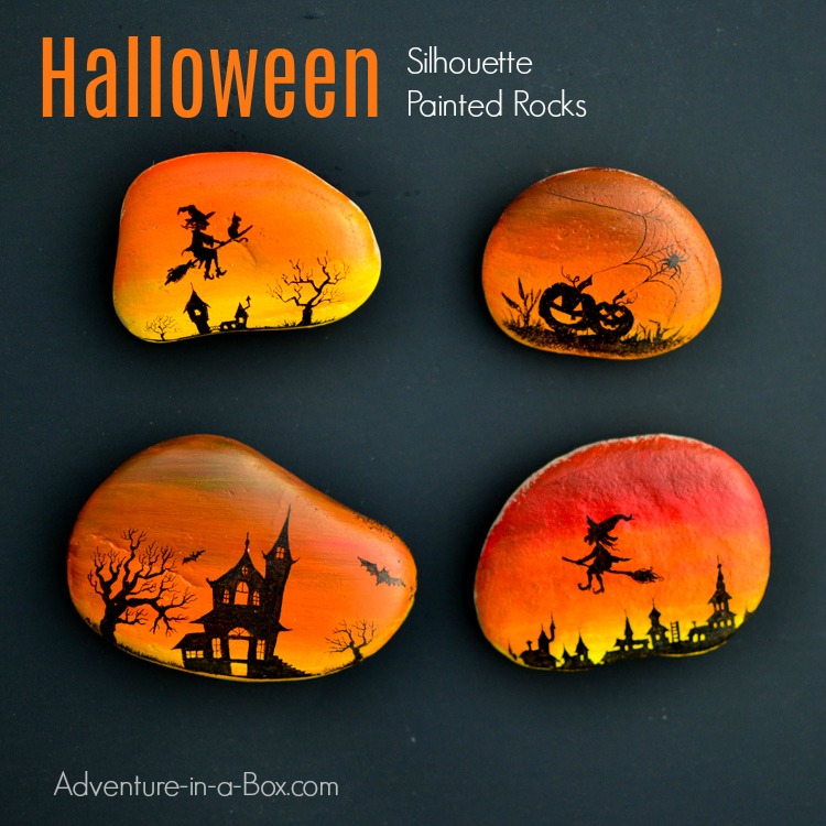 750x750 Magical Halloween Silhouette Painted Rocks Adventure In A Box - Halloween Painting