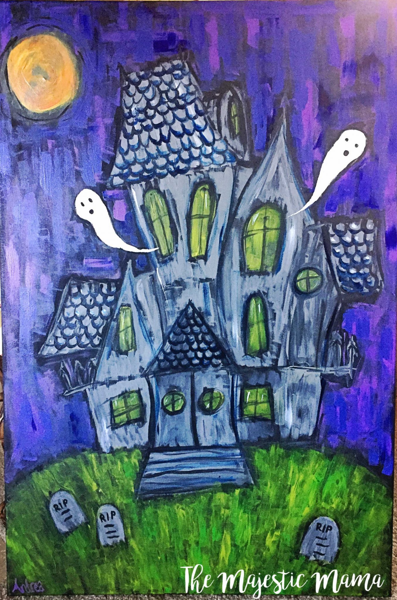 1355x2048 Diy Haunted House Halloween Painting Majestic Mama - Halloween Painting