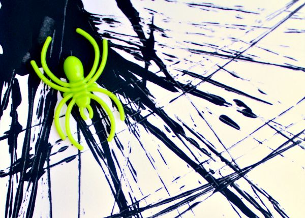 600x429 Halloween Process Art Spider Web Paintings - Halloween Painting Activities