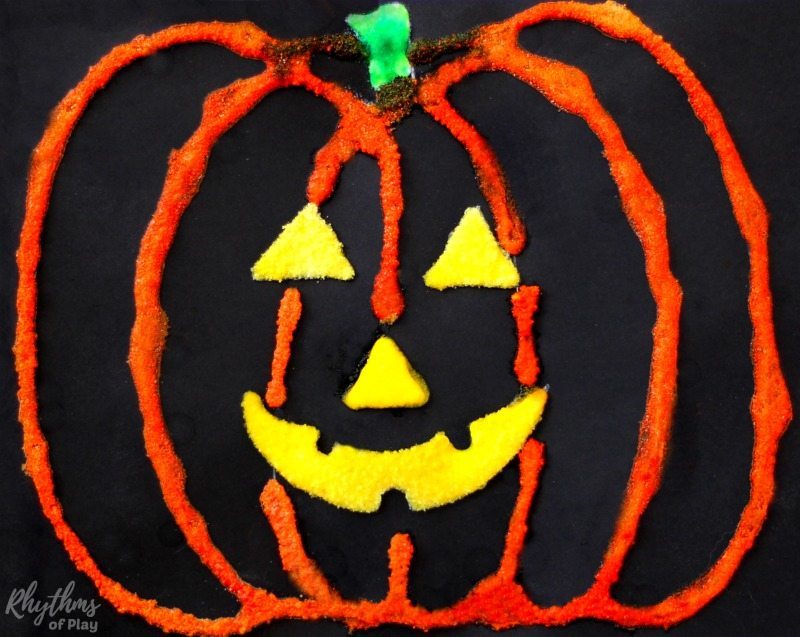 800x637 Halloween Pumpkin Salt Painting Art Project For Kids Rhythms Of Play - Halloween Painting For Kids
