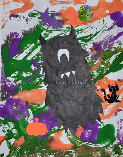 400x512 Halloween Silhouette Paintings {Kids Craft} - Halloween Painting For Kids