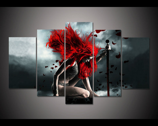 640x509 Print Unframed Red Sonja Girls Warrior With Sword Games Wall Art - Halloween Painting Games