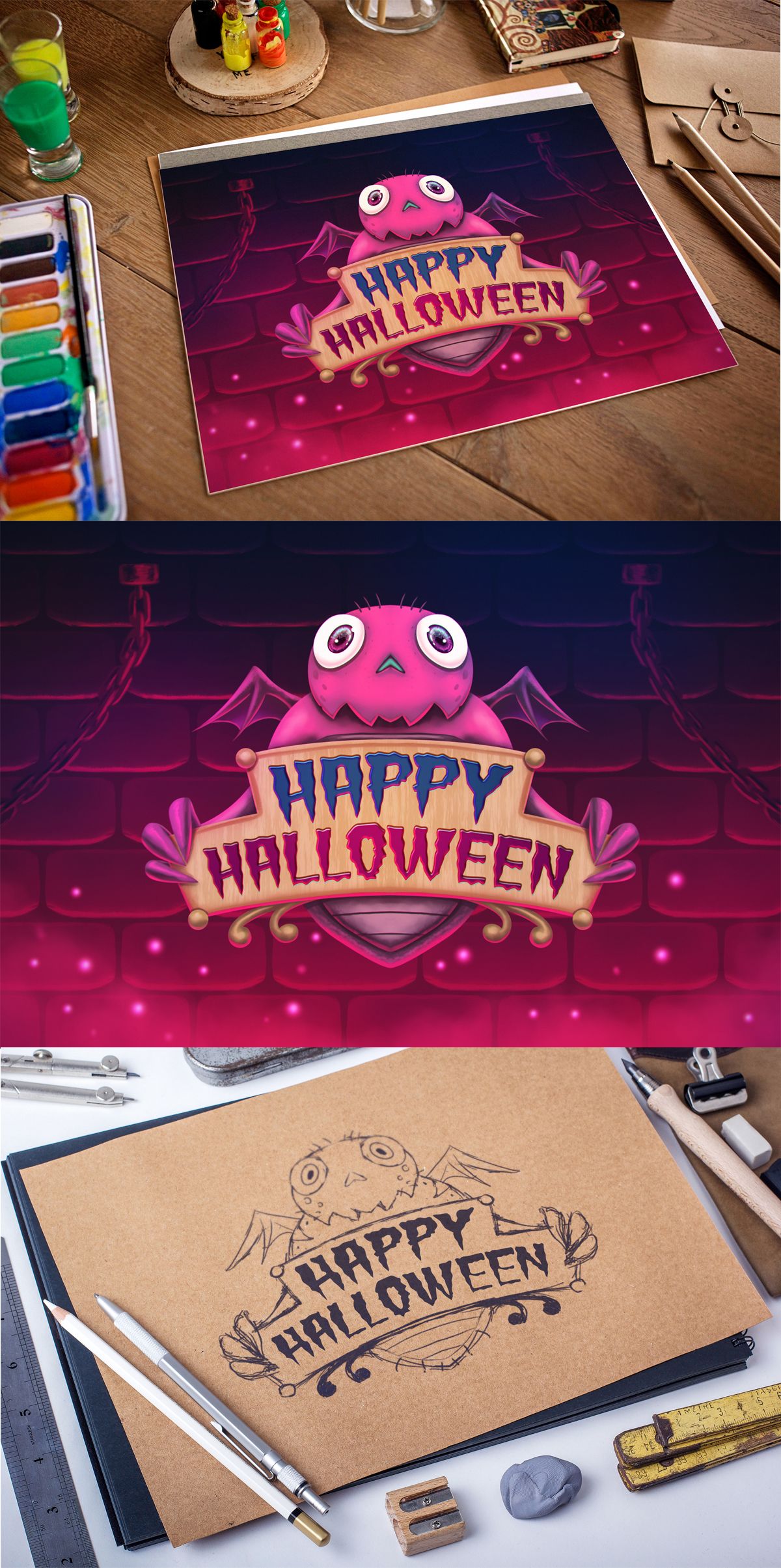 1200x2409 Free Happy Halloween Digital Painting Presentation Pixaroma Free - Halloween Painting Games