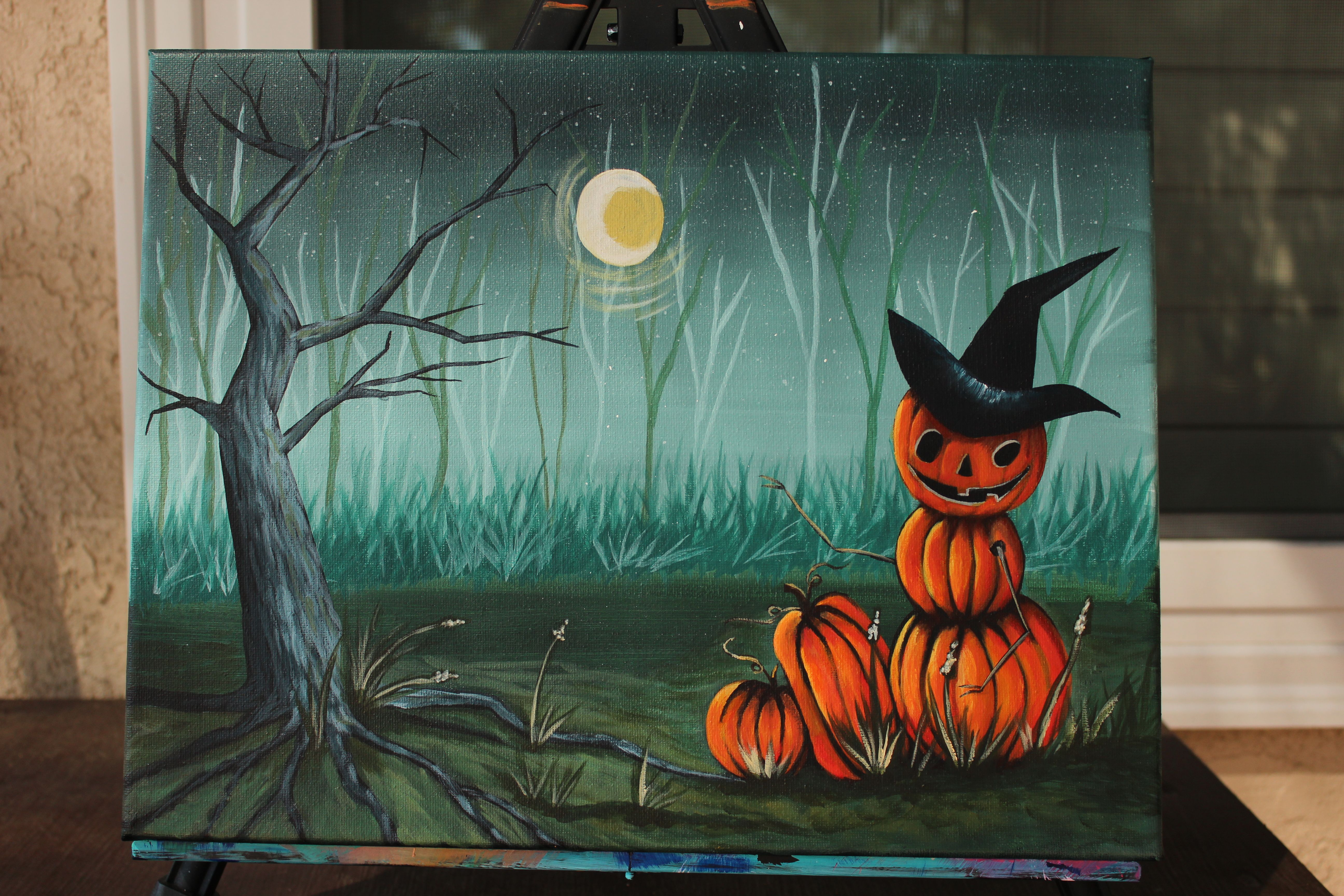 5184x3456 Halloween Pumpkin Man Painting Inspired By Cinnamon Cooney The Art - Halloween Painting On Canvas